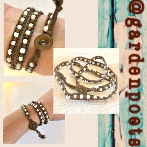 Cotton corded beaded wrap bracelet
